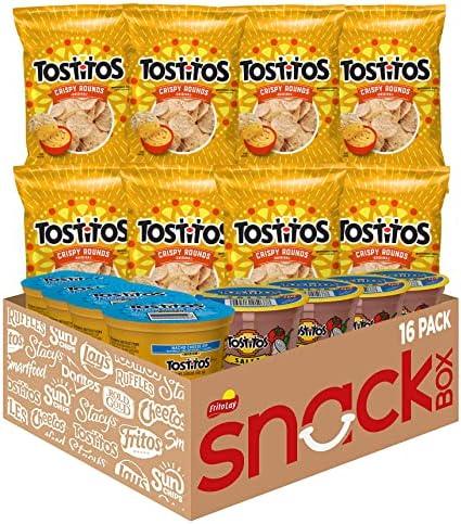Tostitos Tortilla Chips Chip & Salsa Pack, 3oz Tostitos Crispy Rounds & 3.8oz Medium Salsa (16 count), Best By: 08/26/25