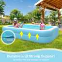 Sumbee Inflatable Swimming Kiddie Pool for Adults Kids Ages 4-8-12, Size 103" X 69" X 20" Rectangle Blow Up Family Pool for Children Backyard Outdoor Garden Summer Water Party Full-Sized Light Blue