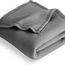 Bare Home Polar Fleece Blanket - Extra Long - Grey - Warm & Cozy - Premium Fleece Throw for Bed, Sofa, Camping, Travel and Cold Nights - Lightweight Blanket (Twin/Twin XL, Grey)