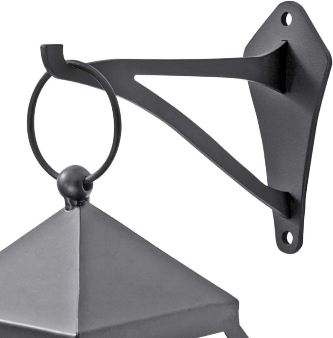 2 Piece 6" Outdoor Indoor Decorative Small Planter Lantern Hooks for Wall Hanging Windchime Hummingbird Feeder Hangers, Black