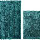 Bathroom Rug Bath Mat Dark Teal Set of 2 Piece Non Slip Super Absorbent Water Bath Rugs,Ultra Soft Super Cozy Velvet Chenille Bath Mats for Bathroom Floor,Tub,Shower,20x32+16x24 Inch (1'8" x 2'8" (Rectangular))