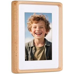 TEYCLZORE 6x8 inch Natural Wood Picture Frame, Natural Beech Wooden Frame, Display Pictures 4x6 with Mat or 6x8 Without Mat, for Tabletop Display Home Decor Wood Photo Frames