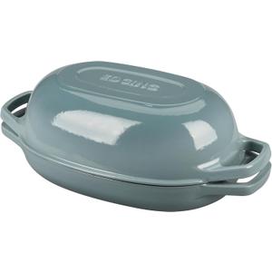 Enameled Cast Iron Oval Dutch Oven Pot with Lid, Dutch Oven for Sourdough Bread Baking, Bread Oven, Bread Dutch Oven, Oval Bread Pan, 5qt, Seasalt