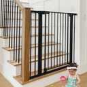 COMOMY 36" Extra Tall Baby Gate for Stairs Doorways, Fits Openings 29.5" to 40.6" Wide, Auto Close Sturdy Safety Dog Gate for House, Pressure Mounted Easy Walk Through Pet Gate with Door, Black