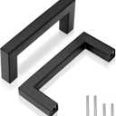 96mm (3-3/4") Center to Center Matte Black Stainless Steel Cabinet Handles 10 Pack - Kitchen Drawer Pulls & Dresser Knobs, Durable Cabinet Hardware