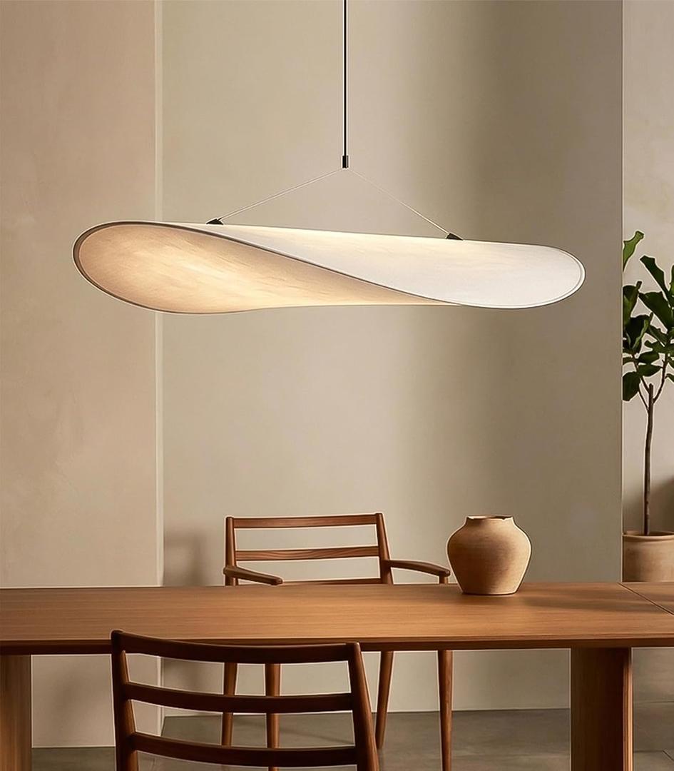 Wabi Sabi Pendant Light,Japanese Silk Pendant Light Fixutre 19.6inch Fabric Pendant Light LED Hanging Pendant Light for Living Room Bedroom Kitchen Island & Entryway3-Color Change, 19.7*19.7*7.1in