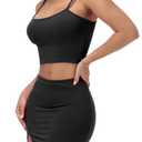 Y2K Women's Sexy 2 Piece Skirt Set Crop Top & Bandeau Mini Dress Summer Bodycon Outfit for Club Vacation Beach