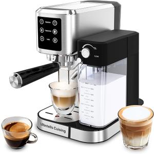 Espresso Machine 20 Bar Touchscreen Espresso Maker with Automatic Milk Frother for Cappuccino Latte,Stainless Steel Coffee Machine with Independent Frothing and Dual Heating System,Easy to Clean