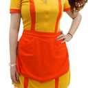 Women Waitress Costume Waiter Dress Halloween Costume Yellow Uniform Party Halloween Cosplay Dress (Small)
