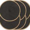 Noctiflorous Round Placemats Set of 6, 15 Inch Braided Hand Woven Table Mats, Heat Resistant Non-Slip Wipeable Thin Edge Place Mats for Kitchen Dining Indoor Outdoor Use (Black, 6)