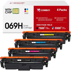 069H Toner Cartridge Set 4 Pack High Yield Replacement for Canon 069 069H Toner Cartridge Works for Canon Color imageCLASS MF753cdw MF751Cdw LBP674Cdw MF752Cdw LBP673Cdw Printer (B/C/M/Y)