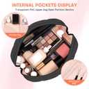 2 x Makeup Bag, Wide-open Cosmetic Bag, Toiletry Bag for Women, Travel Essentials Organizer, Compact Lightweight for Daily Use (Black)