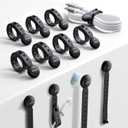 2025 Upgraded Magnetic Cable Ties with Magnets for Bundling & Cable Management JOYROOM Reusable Silicone Cord Ties Multi-Purpose Cord Organizer Clips for Home, Office & Travel (5-Pack,Black)