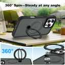 Compatible with iPhone 16 Pro Max Case with 360 Stand,Black | Magnetic 360 Spin Stand
