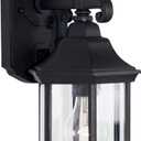 DESIGNERS FOUNTAIN Devonshire Outdoor Light Fixture, 14 Inch Exterior Wall Lantern Sconce for Front Door, Patio and Porch, Black, 2961-BK