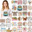 Estune 30 Pcs Summer Floral Iron on Transfers Retro Iron on Decals Patches Vintage Vinyl Heat Transfer Stickers for T Shirt Clothing Jacket Hat Backpacks DIY