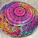 32 Inch Floor Pillow Cover Only Cushion Cover Pouf Covers Seating Seat Ottoman Cases Round Boho Tie Dye Mandala Throw Pillows Case Hippie Home Decor (32 Pillow Cover,Without Insert) (32" x 32" (Pack of 1))