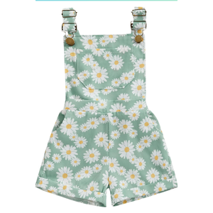 Toddler Baby Girl Sunflower Print Overalls Shorts with Pocket Suspender Trousers Cute Summer Clothing Outfit 2-3Y
