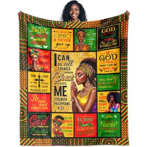 African American Religious Gifts for Women, Christian Gift for Mom, Christian Blanket for Woman 60"X50", Black Woman Bible Blanket