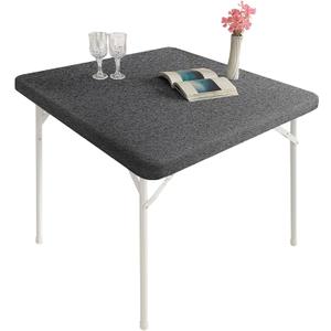 Cocktail Fitted Spandex Stretch Square Table Covers Caps Elastic Square Tablecloth Mixed Gray Table Topper 34x34 Inch