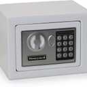 Honeywell Safes & Door Locks - Bolt Down Small Safe Box with Digital Lock for Home - Steel Security Electronic Lock Box - Cabinet & Door Design Safe with 2 Keys - 0.17-Cubic Feet - White - 5005W