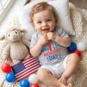 My 1st Memorial Day Baby Bodysuit 4th of July T-Shirt Boy Girl Funny Patriotic Outfit Infant Clothes 0-2T (Gray)
