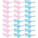 Morcheiong 24 Pack Heart Shaped Sunglasses Frameless Glasses Women Bachelorette Girl Birthday Party Favor Transparent Eyewear Blue and Pink