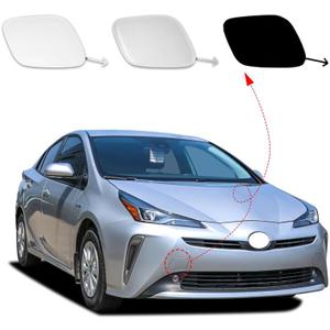 Car Front Bumper Tow Hook Cover Cap Towing Eye for Toyota Prius 2019 2020 2021 2022 Trailer Cover Cap 52128-47910 52127-47911(White, Right Passenger Side)