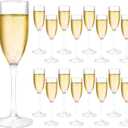 Frcctre 16 Pack Acrylic Champagne Flute, 5 Oz Clear Plastic Champagne Glasses Reusable Long Stemmed Wedding Party Cocktail Wine Glasses Wedding Toasting Drinking Cups