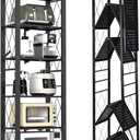 6-Tier Foldable Storage Shelves with Wheels, Folding Metal Shelf Unit, Folding Bookshelf no Assembly, Collapsible Shelves for Craft Shows for Kitchen, Bedroom, Living Room, Black