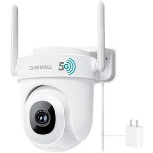 ZUMIMALL 5MP Security Camera Outdoor - 2.4G/5G WiFi, Wired Power 24/7 Recording | AI Motion & Noise Detection, 360° Auto Tracking, Color Night Vision | IP66 Weatherproof, Alexa Compatible