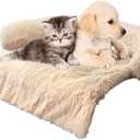 Luxurious Calming Dogs/Cats Bed Mats, Dog Pad Washable Removable Couch Cover, Plush Long Fur Mat for Pets, Waterproof Lining, Perfect for Small, Medium and Large Dogs and Cats (Beige, 34"x30")