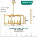 20"-62" Height Adjustable Gold Kitchen Chandelier for Dining Room, 8-Light