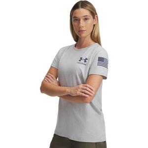Under Armour Women's New Freedom Banner T-Shirt (X-Large, (012) Mod Gray Light Heather / / Downpour Gray)