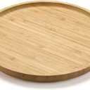 Round Bamboo Tray, Wood Serving Tray, Wooden Platter, Wood Charcuterie Board, Decorative Tray for Coffee Table,13.8 inch