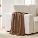 Light Brown Throw Blanket, Knit Throw Blanket for Couch, Soft Cozy Warm Lightweight Reversible Decorative Moss Stitch Cable Knitted Blankets for Bed, 60x80 Inches, Camel Brown