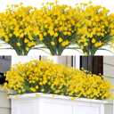 Grunyia Artificial Fake Flowers, 12 Bundles Outdoor UV Resistant Greenery Shrubs Plants Indoor Outside Hanging Planter Home Garden Dcor (Yellow)