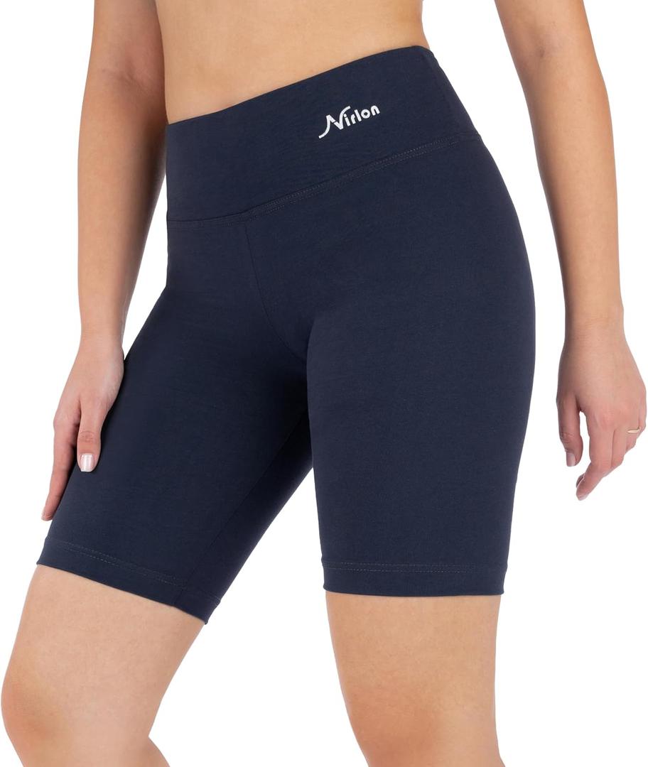 Nirlon Biker Shorts with Pockets - Biker Shorts Women Workout Shorts for Gym & Yoga Shorts for Women Plus Size Biker Shorts (14-16, Navy Blue)