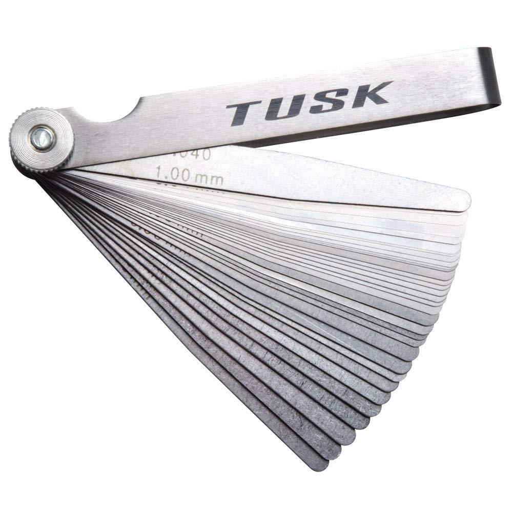 TUSK Tapered Feeler Gauge Set  32-Blade Dual-Marked (Inch & Metric) Precision Valve Clearance Tool 0.001"-0.040" / 0.03 mm-1.0 mm
