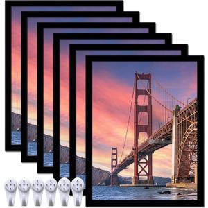 6 Sets 14x18 Picture Frame, Frames for 14 x 18 Canvas Collage Photo Poster Certificate Wall Gallery, High Transparent Horizontal Vertical Black 14 by 18 Inches