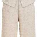 SOLY HUX Women's 2 Piece Business Casual Outfits Elegant Button Up Crew Neck Blazer Vest and Pants Set, M