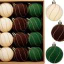 24PCS Velvet Christmas Ball Ornaments Set, 2.36" Shatterproof Baubles for Christmas Tree Decorations, Gold-Lined Hanging Baubles with Velvet Finish for Thanksgiving Holiday Party Décor, Multicolour