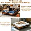 Elevated Dog Bed, Reversible Warm & Cooling Cushion, 24"x19" Mid-Century Modern Solid Wood Elevated Pet Bed Frame, Easy Assembly Raised Dog Bed for Medium Dogs Natural Wood