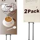 Black Pedestal Poster Sign Stand for Display, Adjustable Height Up to 80 Inchs, Heavy Duty Banner Double Sided Sign Holder for Board & Foam (2pk)