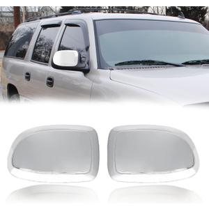 AUCERAMIC Chrome Mirror Cover Caps Fit 1999-2007 for Chevy Silverado Suburban Tahoe Avalanche 1999-2006 for GMC Sierra Yukon 2002-2006 for Cadillac Escalade (Stick-on Overlay)