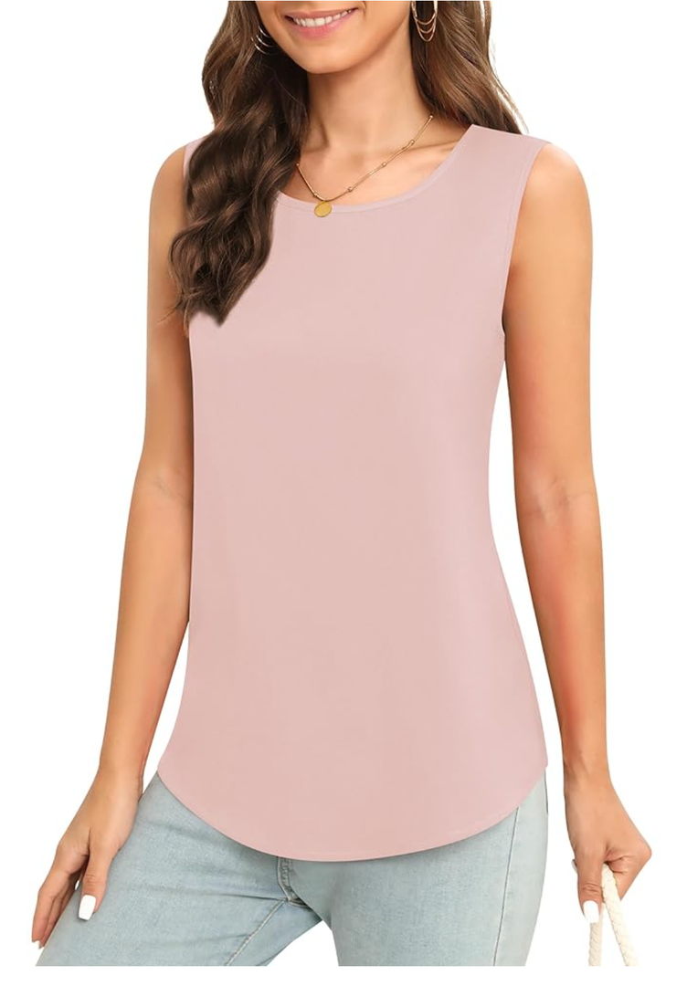 Women's Sleeveless Chiffon Tank Top Business Casual Blouse Tunic Top, Large 