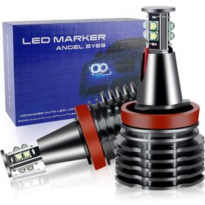 H8 LED Angel Eyes Halo Bulb Light Compatible For BMW E60 E61 E63 E64 E70 E90 E92 E70 E71 E82 E87 E89 1 3 5 Series X5/6 Z4/7 6000K Xenon Lamp 120W White