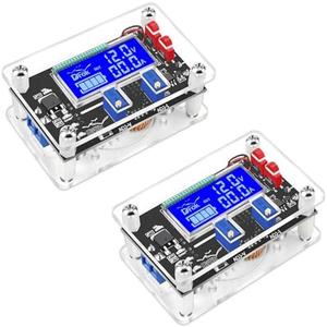 DROK DC Adjustable Buck Converter 2pcs, 24v to 12v Step Down Converter Voltage Regulator 6V-32V to 1.5-32V 5V 5A LCD Power Supply Volt Reducer Step Down Transformer with USB Port and Protective Case