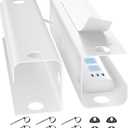 YECAYE Large Under Desk Cable Management,Easy Install Cable Management Under Desk with 4 Cord Holders & 6 Ties,Child & Pet-Safe Cord Hider,Wire Organizer,Wire Cover Tray,White