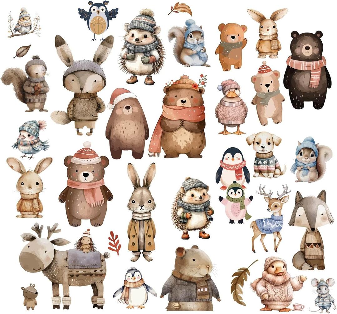 CRASPIRE 8 Sheets Animals Window Stickers Self Adhesive Cute Rabbit Bear Dog Wall Decals Peel and Stick Clings PVC Waterproof Decor for Bedroom Home Classroom Restaurant Kitchen Showcase Glass Bath